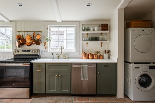 Interior, Kitchen, Recessed Lighting, Stainless Steel Appliances, Washer