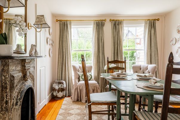Dining room, Fireplace, Interior, Wood Texture Flooring
