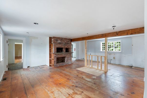 Empty room, Fireplace, Interior, Wood Texture Flooring