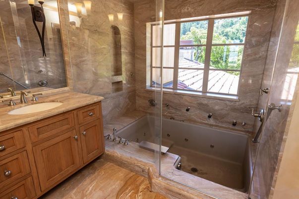 Bathroom, Glass Shower, Interior, Wood Texture Flooring