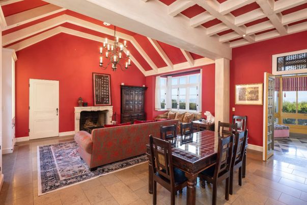 Chandelier, Dining room, Fireplace, Interior, Living room
