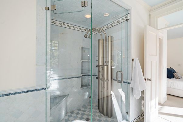 Bathroom, Glass Shower, Interior, Recessed Lighting