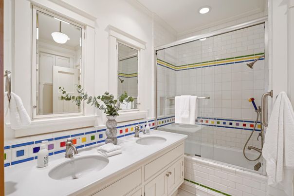 Bathroom, Dual Sink Vanities, Glass Shower, Interior, Recessed Lighting