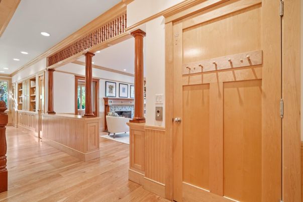 Fireplace, Interior, Recessed Lighting, Wood Texture Flooring
