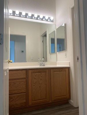 Bathroom, Dual Sink Vanities, Interior, Wood Texture Flooring