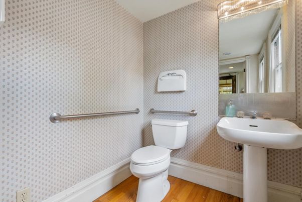 Bathroom, Interior, Recessed Lighting, Wood Texture Flooring