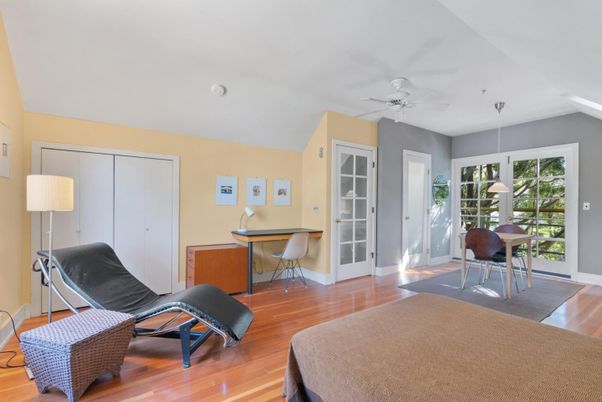 Home Office, Interior, Pendant Lights, Wood Texture Flooring