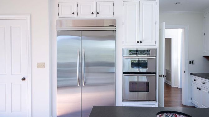 Interior, Kitchen, Stainless Steel Appliances, Wood Texture Flooring