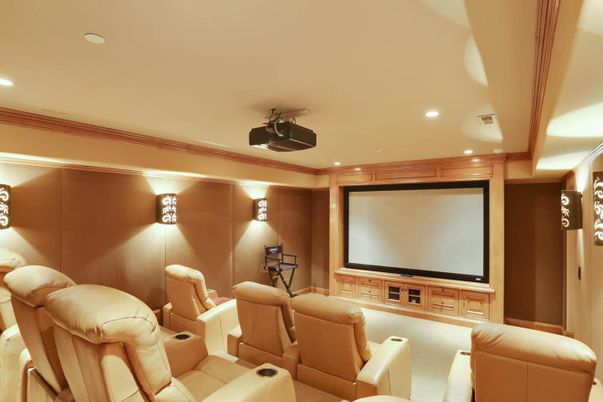 Home Theatre Room, Interior, Projection Screen, Recessed Lighting, Theatre Room