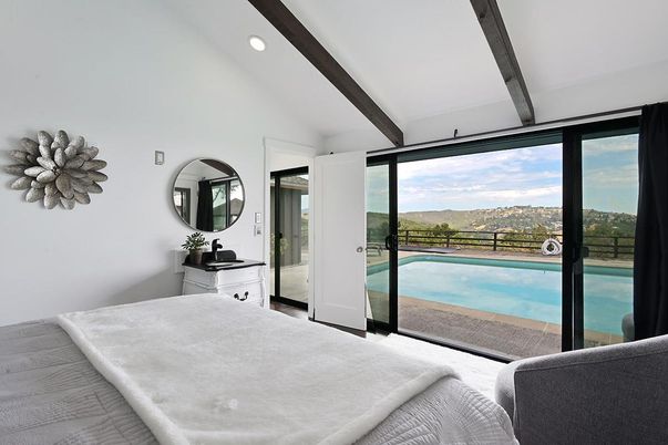 Bedroom, Interior, Recessed Lighting, Wooden Beams