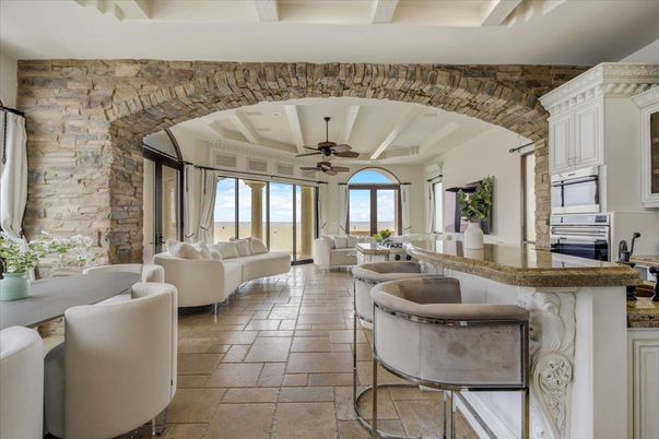 Interior, Living room, Recessed Lighting, Stone Walls