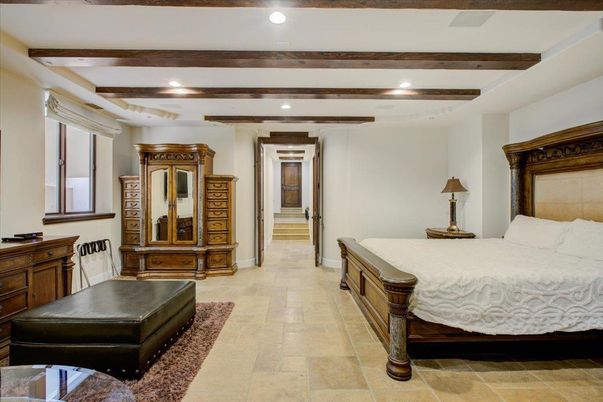 Bedroom, Interior, Recessed Lighting, Wooden Beams