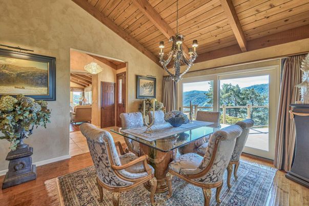 Chandelier, Dining room, Interior, Wooden Beams, Wooden Ceilings, Wood Texture Flooring