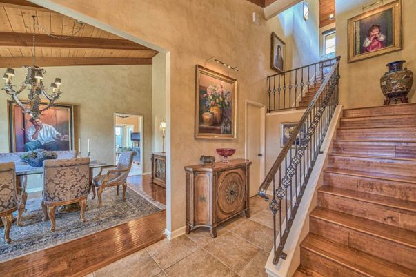 Chandelier, Dining room, Interior, Wooden Beams, Wooden Ceilings, Wood Texture Flooring
