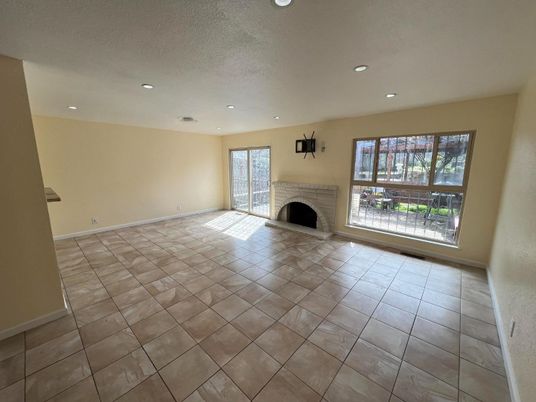 Empty room, Fireplace, Interior, Recessed Lighting