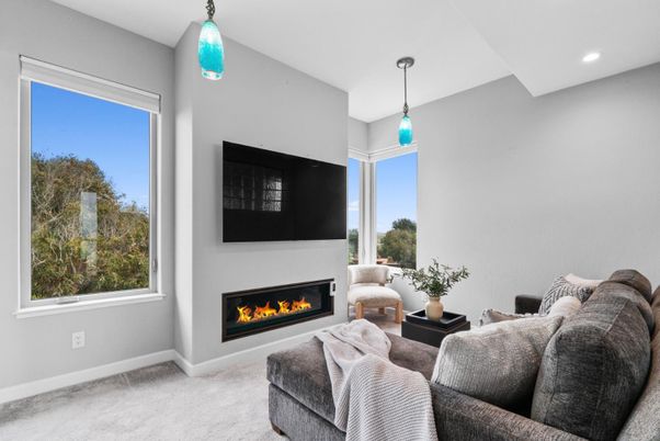 Fireplace, Interior, Living room, Pendant Lights, Recessed Lighting