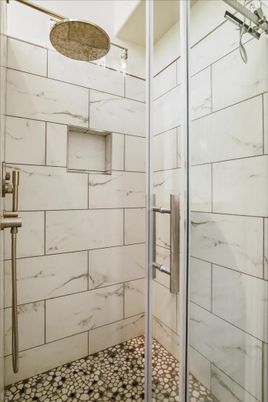 Bathroom, Glass Shower, Interior, Marble Walls