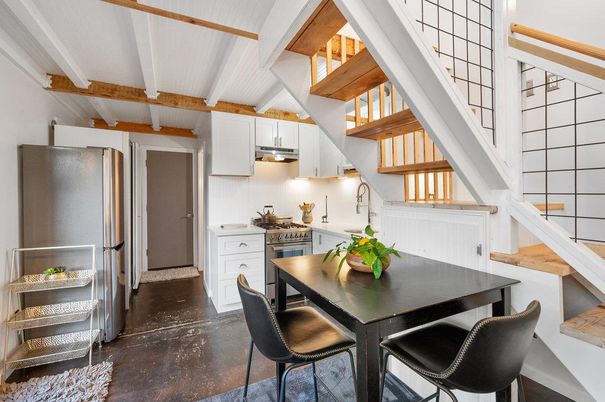 Dining room, Interior, Kitchen, Stainless Steel Appliances, Wooden Beams