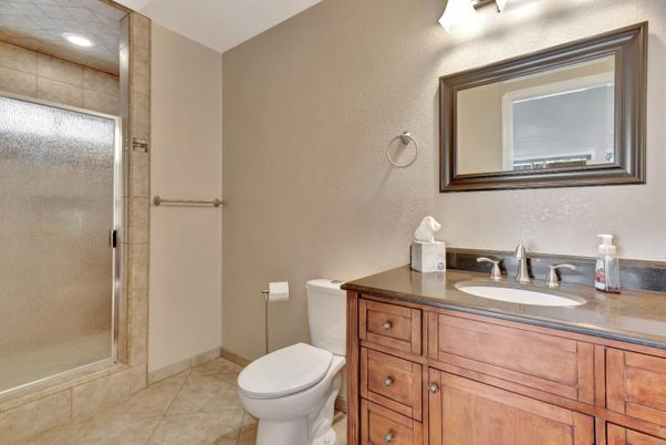 Bathroom, Glass Shower, Interior, Recessed Lighting