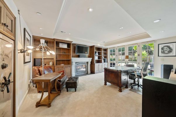 Fireplace, Home Office, Interior, Recessed Lighting