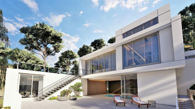 Exterior, Facade, Modern