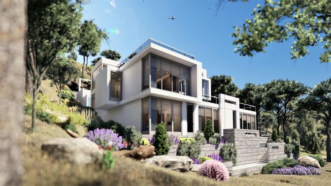 Exterior, Facade, Modern