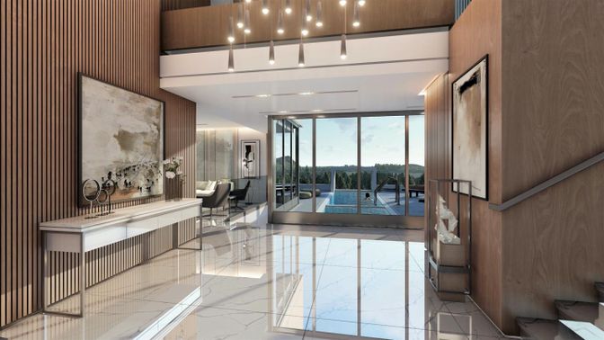 Interior, Marble, Pendant Lights, Recessed Lighting