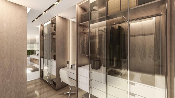 Interior, Walk-in Closets, Wood Texture Flooring