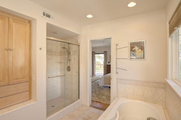 Bathroom, Glass Shower, Interior, Recessed Lighting