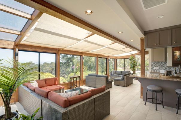 Interior, Kitchen, Living room, Recessed Lighting, Sun Room