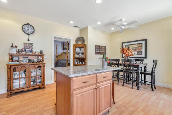 Dining room, Interior, Recessed Lighting, Wood Texture Flooring
