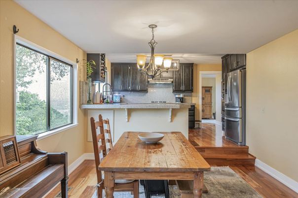 Chandelier, Dining room, Interior, Kitchen, Pendant Lights, Wood Texture Flooring