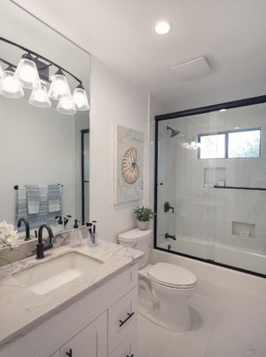 Bathroom, Dual Sink Vanities, Glass Shower, Interior, Recessed Lighting