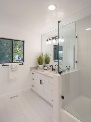 Bathroom, Dual Sink Vanities, Glass Shower, Interior, Recessed Lighting