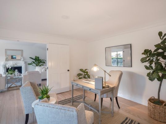 Fireplace, Home Office, Interior, Wood Texture Flooring