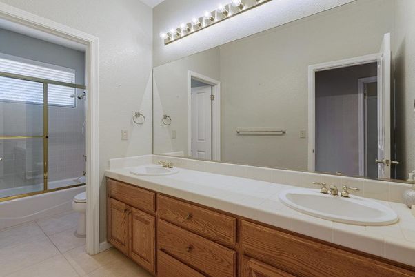 Bathroom, Dual Sink Vanities, Glass Shower, Interior, Tile Countertops