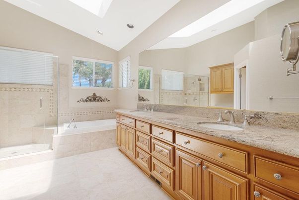 Bathroom, Dual Sink Vanities, Glass Shower, Interior, Recessed Lighting