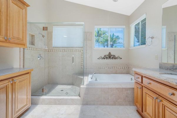 Bathroom, Glass Shower, Interior, Recessed Lighting