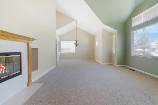 Empty room, Fireplace, Interior, Pendant Lights