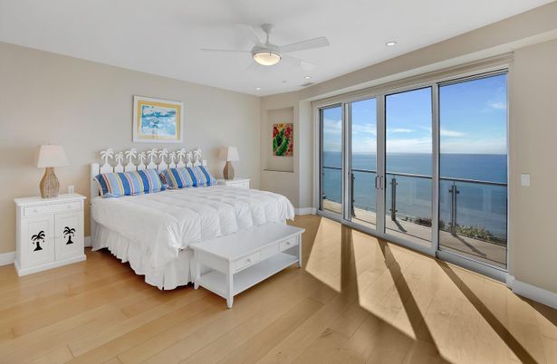 Bedroom, Interior, Recessed Lighting, Water, Wood Texture Flooring