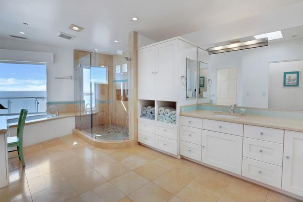 Bathroom, Glass Shower, Interior, Recessed Lighting