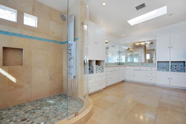 Bathroom, Dual Sink Vanities, Glass Shower, Interior, Recessed Lighting