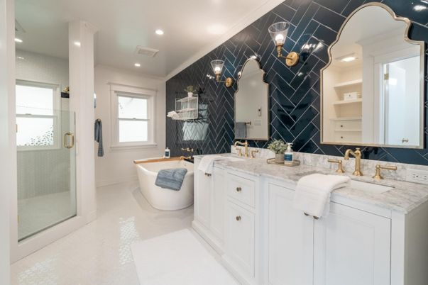 Bathroom, Dual Sink Vanities, Free Standing Baths, Glass Shower, Interior, Recessed Lighting