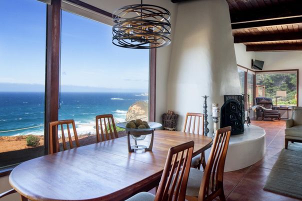 Dining room, Fireplace, Interior, Water, Wooden Beams, Wooden Ceilings