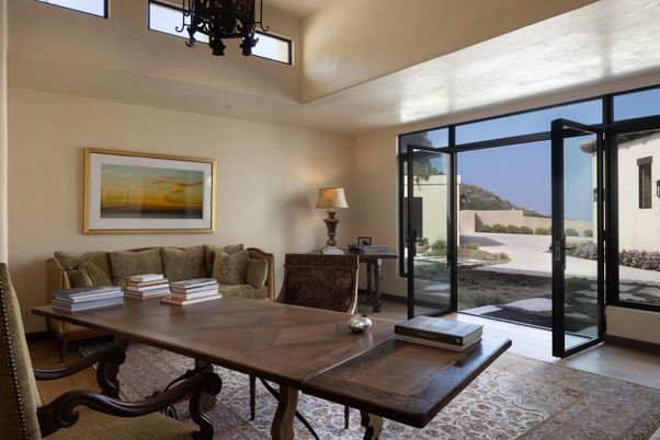 Chandelier, Home Office, Interior, Wood Texture Flooring