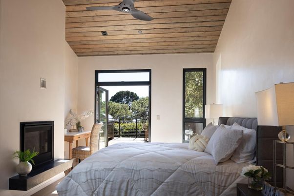 Bedroom, Fireplace, Interior, Wooden Ceilings