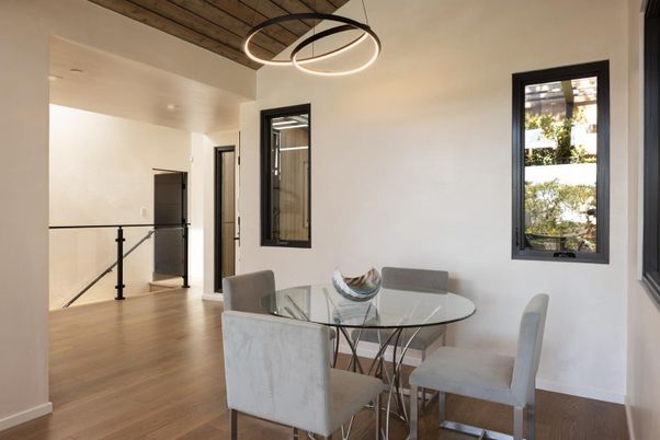 Dining room, Interior, Pendant Lights, Wooden Ceilings, Wood Texture Flooring