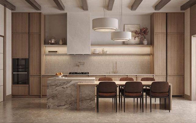 Interior, Kitchen, Pendant Lights, Wooden Beams