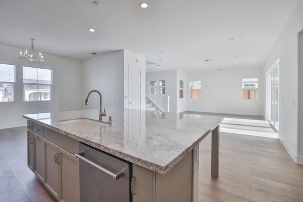 Chandelier, Interior, Kitchen, Recessed Lighting, Wood Texture Flooring