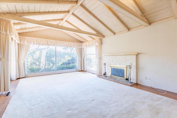 Empty room, Fireplace, Interior, Wooden Beams, Wooden Ceilings